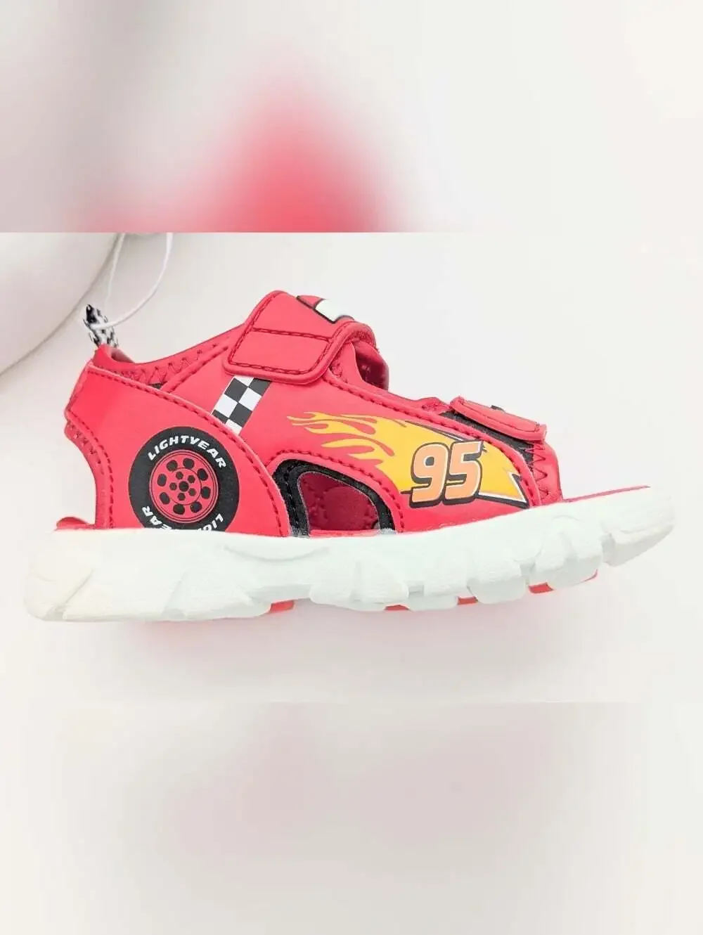 NWT Cars Lightning McQueen Kids (Size 6) Light-Up Sandals w/Velcro Open/Close